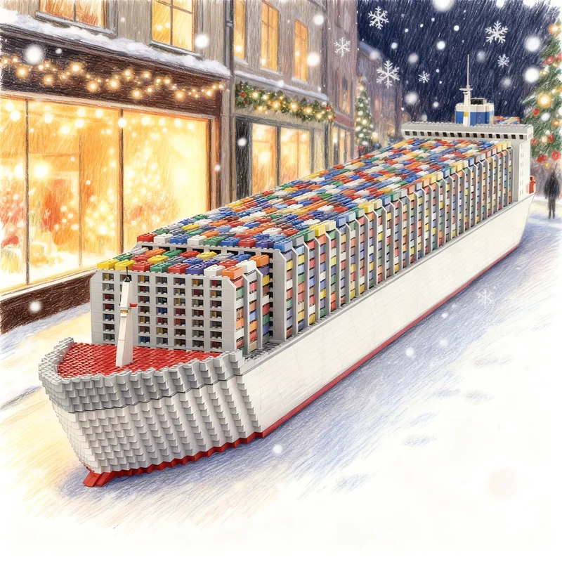 

14249pcs MOC Container Ship V2 Partially Modular Boat Model Building Blocks Toy Gift Creative Display Collectible Desk Premium