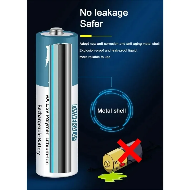 رائجة البيع عالية الأداء 1.5 فولت قابلة للشحن بوليمر ليثيوم أيون AA AAA بطاريات للتحكم عن بعد ماوس مروحة صغيرة لعبة كهربائية #6