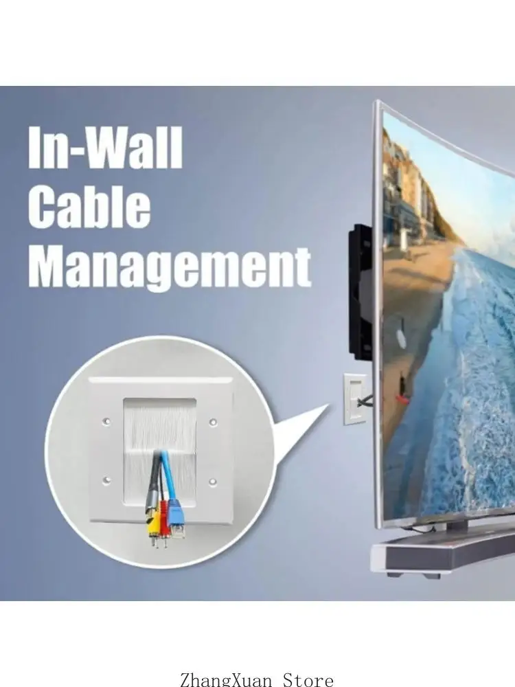 Cable Passthrough Wall Outlet Cable Entry Cover Wall Cable Cover Brush Wall Plate Port Insert Cover Easy to Install 3XUF