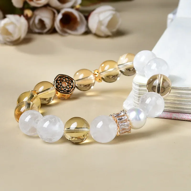 

Natural Citrine White Asai Bracelet Men's and Women's Light Luxury Fashion Lucky Bracelet