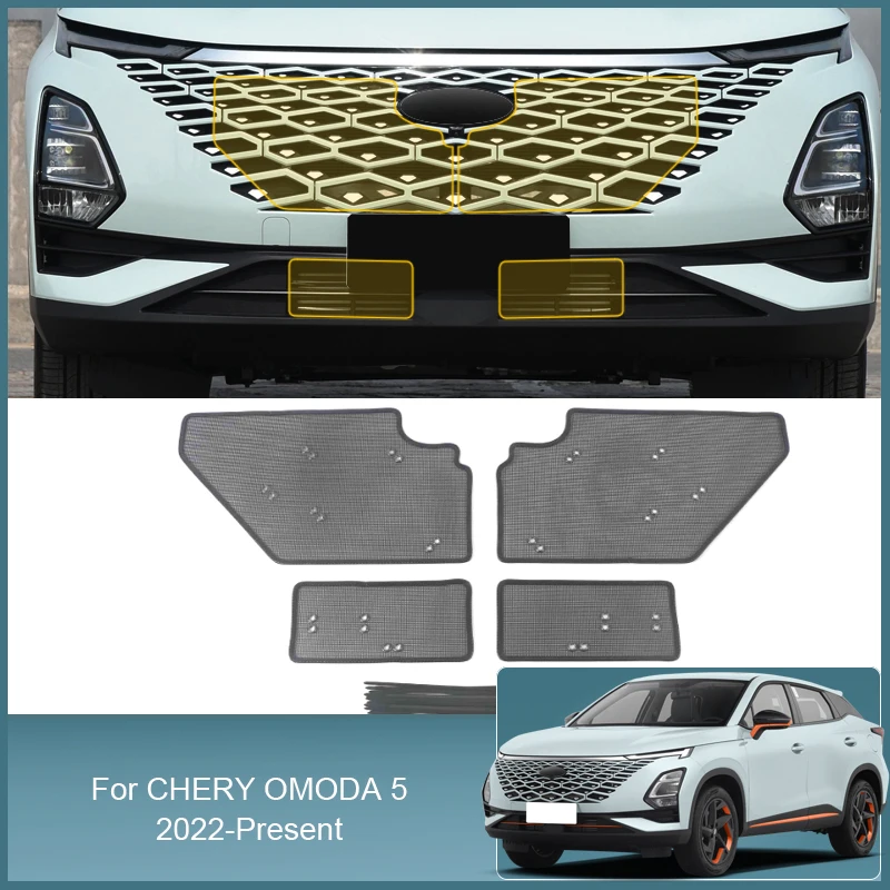 

Stainless Steel Car Insect Screening Mesh Front Grille Insert Net Styling For CHERY OMODA 5 2022-2025 External Auto Accessories