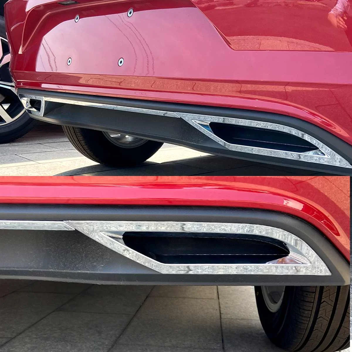 3Pcs Rear Bumper Diffuser Lip Spoiler Air outlet Exhaust Strip Cover Trim For Volkswagen for VW Polo MK6 Polo Plus 2018 2019 20+