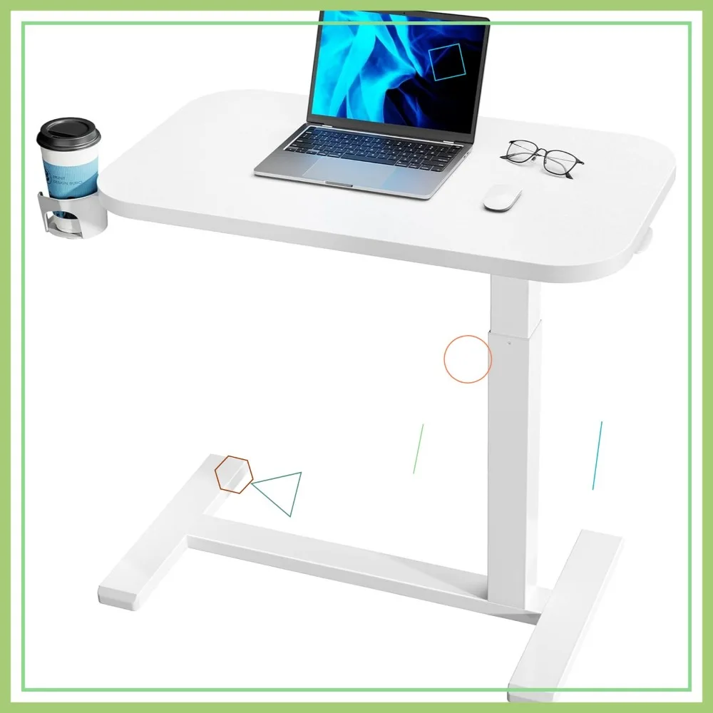 

32-дюймовый регулируемый по высоте на колесиках, подстаканник, пневматический подъемник для домашнего офиса, белый