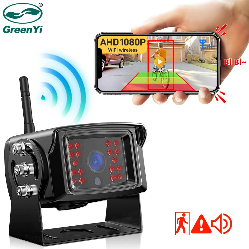 AHD 1080P Wi-Fi приложение Беспроводная камера заднего вида BSD Автомобильный видеорегистратор для грузовика, автофургона, кемпера, прицепа работает с iphone или Android