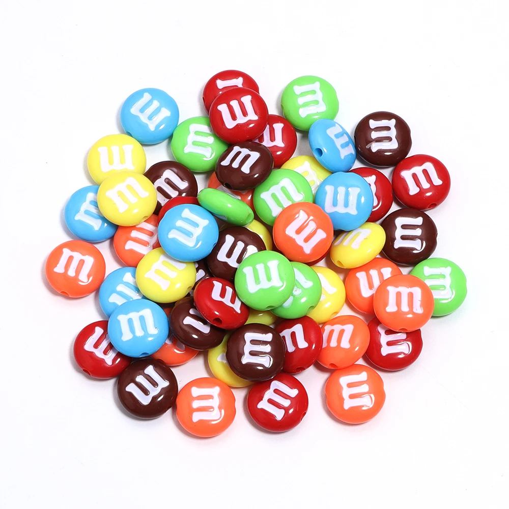 20Pcs/Lot 14cm Flat Round Acrylic Beads M Letter Beads Loose Spacer Beads For DIY Craft Ornament Making Clothing Finding Accesso
