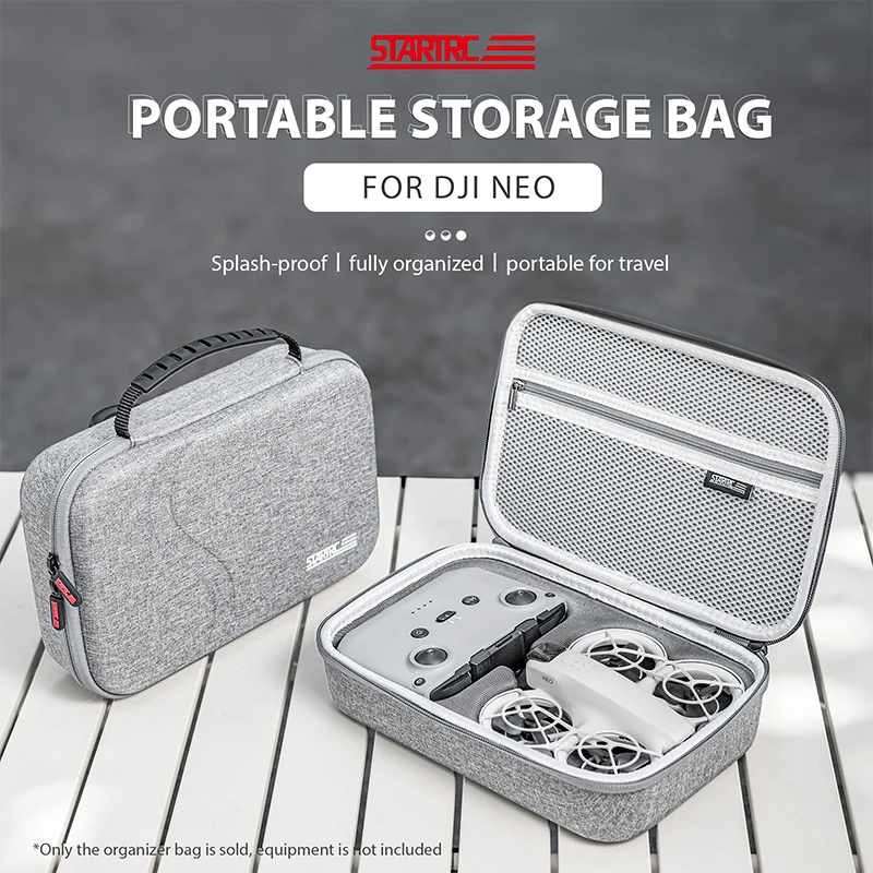 For DJI Neo Drone RC-N3 Remote Control Storage Bag Shock-absorbing Hard Shell Carry Case Splash-proof Gray Handbag Accessories