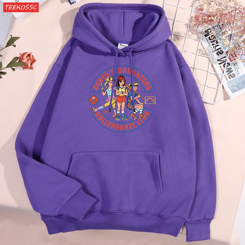 Death'S Daughters Rollersrate Club Men Women Hoody Vintage Loose Hoodies Hip Hop Loose Sweatshirt Fashion Soft Couple Clothes