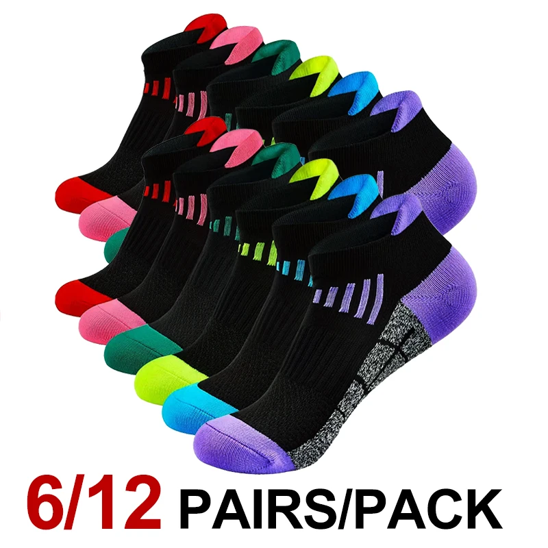 

6/12 Pairs Neutral Solid Color Low-Top Sports Socks Spring Summer Sweat Absorbing Breathable Comfortable All-Season Leisure Soc