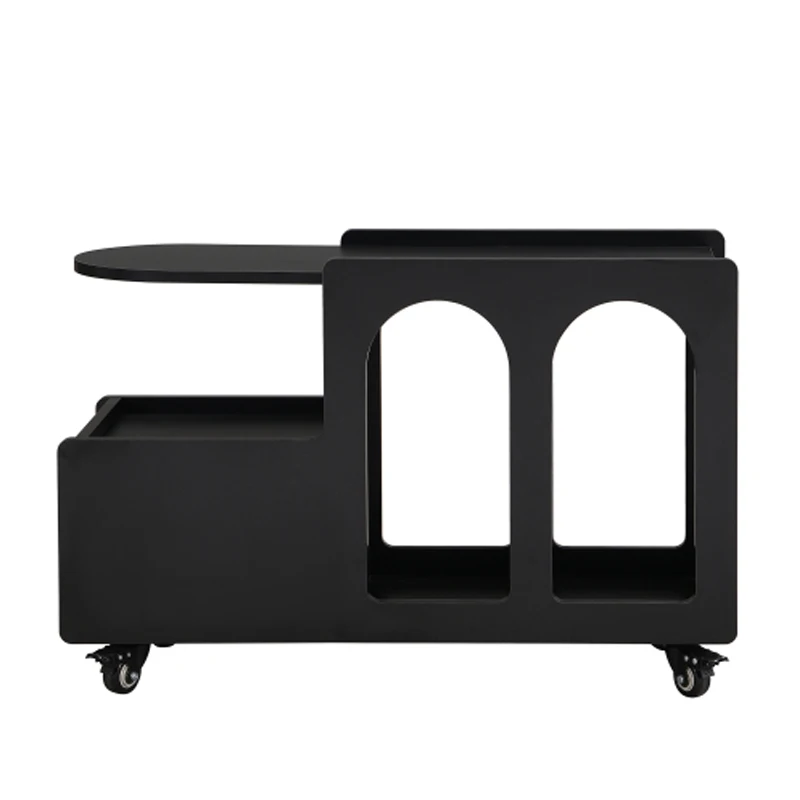 Mesa auxiliar móvil ON-TREND con ruedas bloqueables, mesa auxiliar estilo crema con cajón de almacenamiento, mesita de noche estrecha de 11,8 pulgadas, color negro