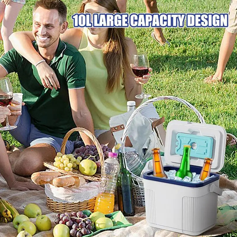 

Insulated Cooler 10L Refrigerator Ice Chests For Camping Hard Picnic Box Lunch Box Cooler With Handle Freezer Box For Beach