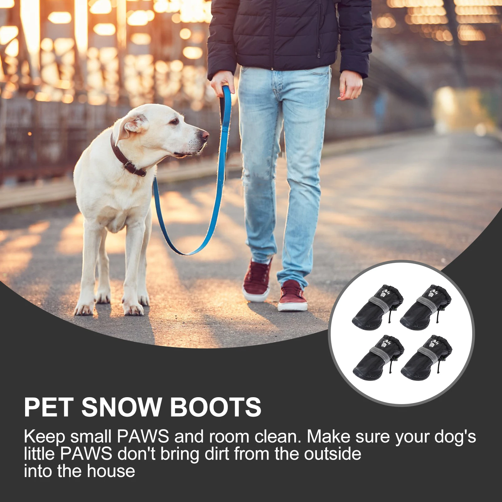 

4 Pcs Waterproof Dog Shoes Anti-skid Boots for Dogs Keep Warm Pet Rain Polyester