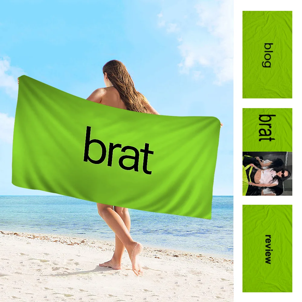 Charli XCX BRAT Singer Toalla de playa de microfibra absorbente de secado rápido suave Yoga Swimming Resort toalla de escalada de montaña