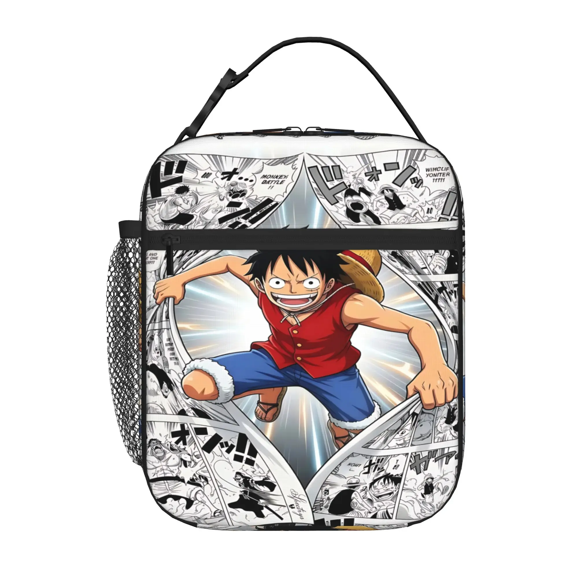 1 Piece Portable Lunch Container Manga Poster  Zipper Closure Durable Pocket O-One Piece  For Lunch Lunch Box Bag
