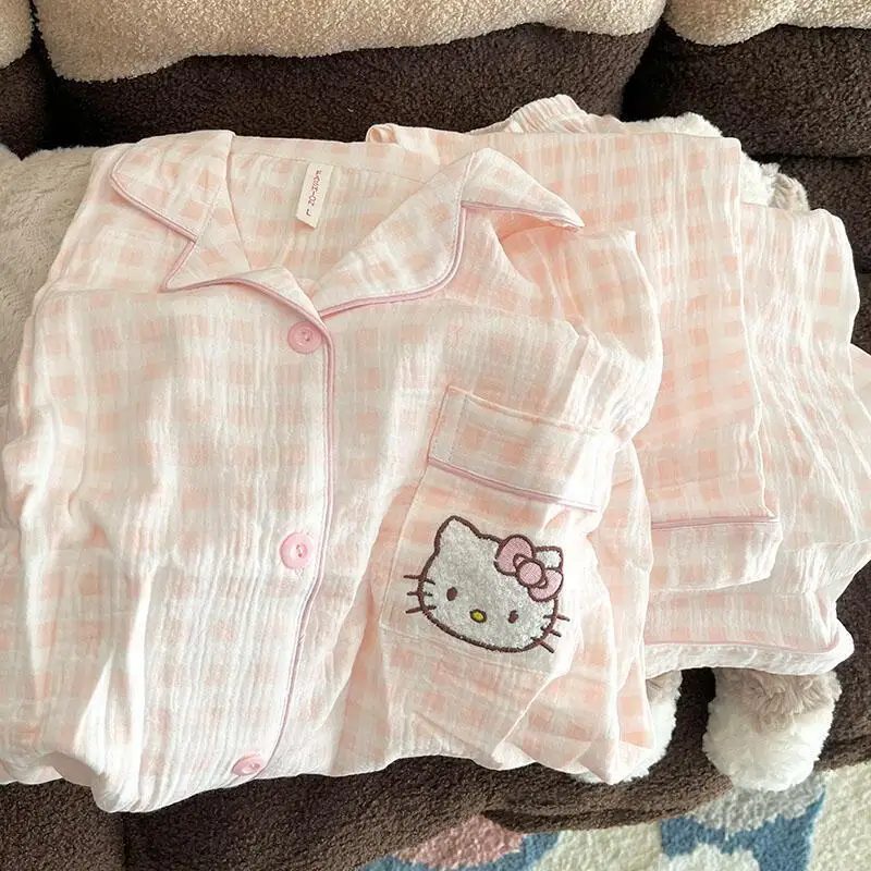 

Sanrio Hello Kitty, милые пижамы с героями мультфильмов, весенне-осенние брюки с длинными рукавами, Hachiware Usagi, домашняя одежда для девочек, хит продаж