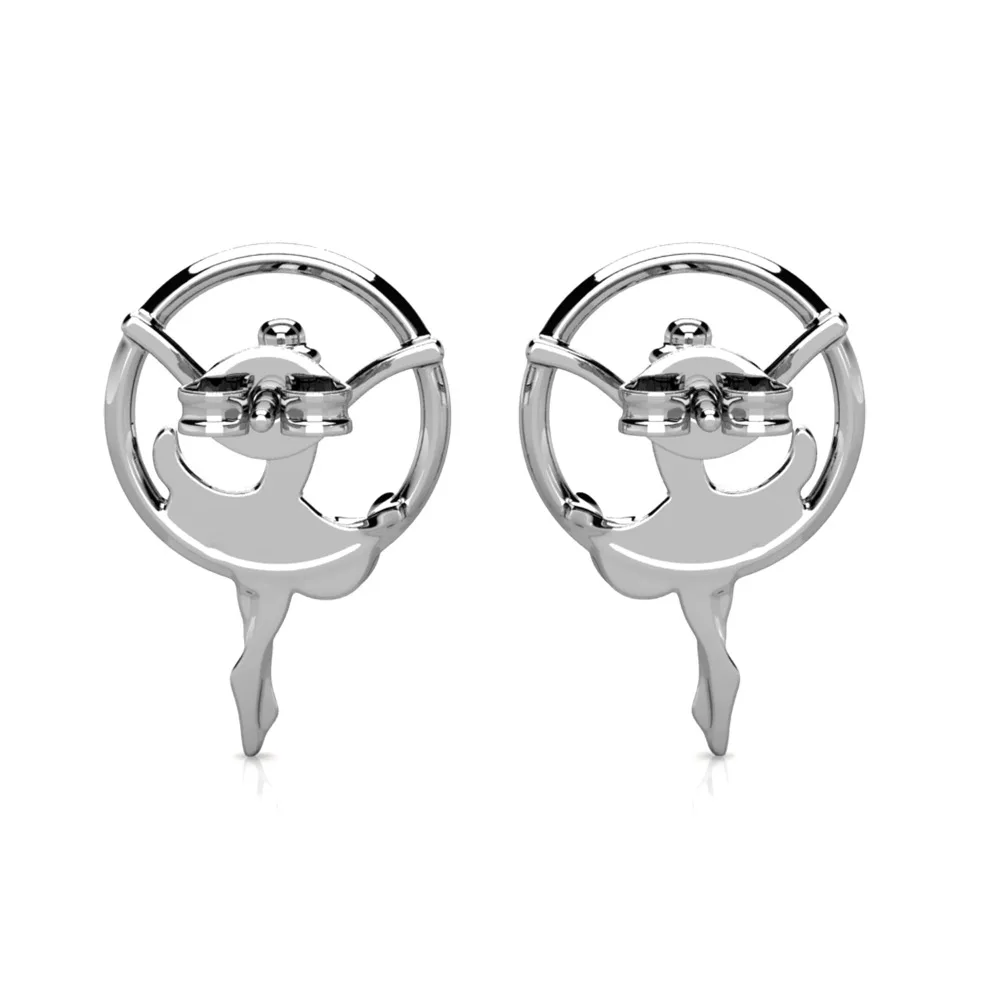Daisini Women's Ballet Dancer Design Stud Earrings with Swarovski Crystals Copper Material Fashion Jewelry Stylish Accessory