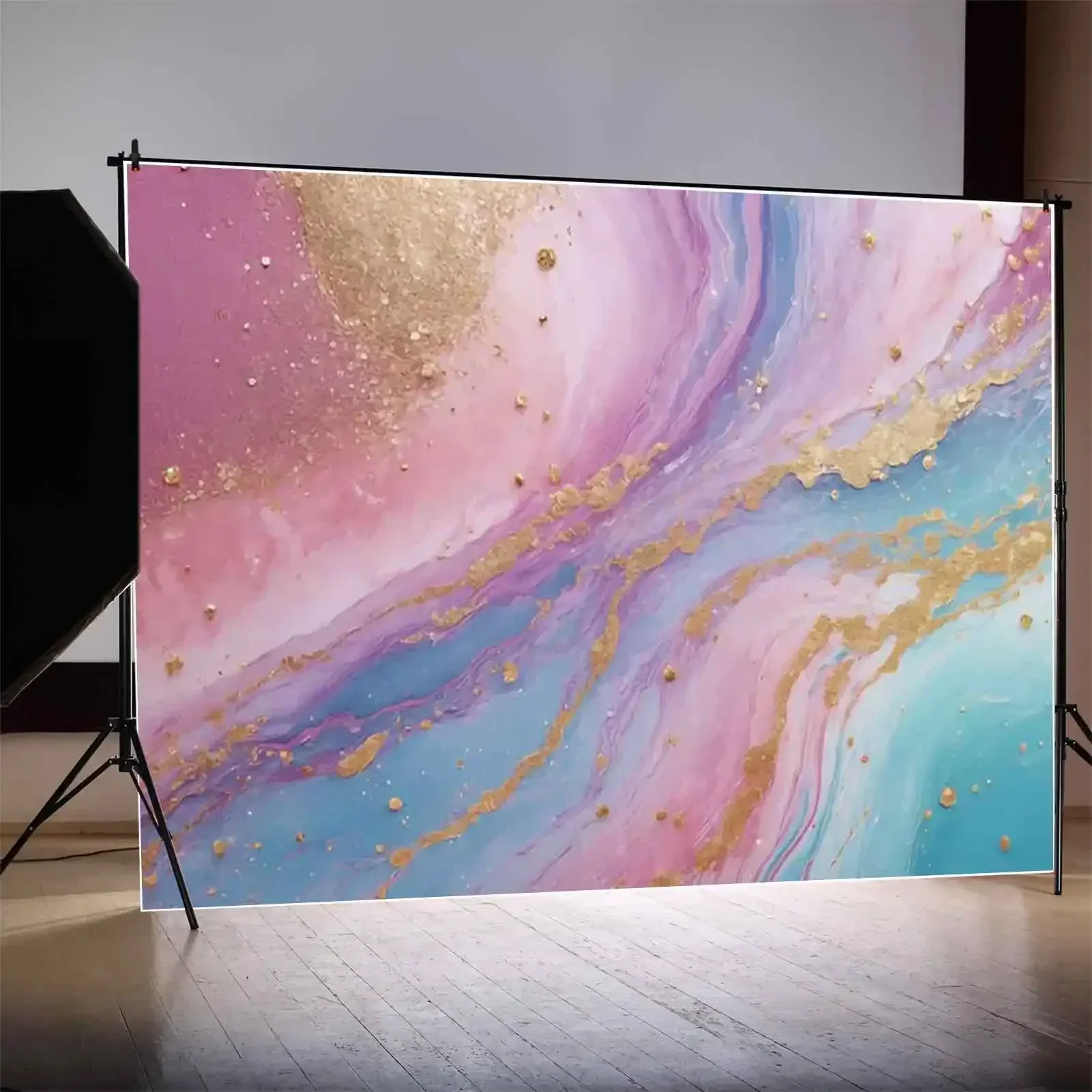 Bulan QG marmer abstrak seni latar belakang fotografi cairan biru Wallpaper pergerakan Photozone latar belakang Studio bayi Photobooth alat peraga