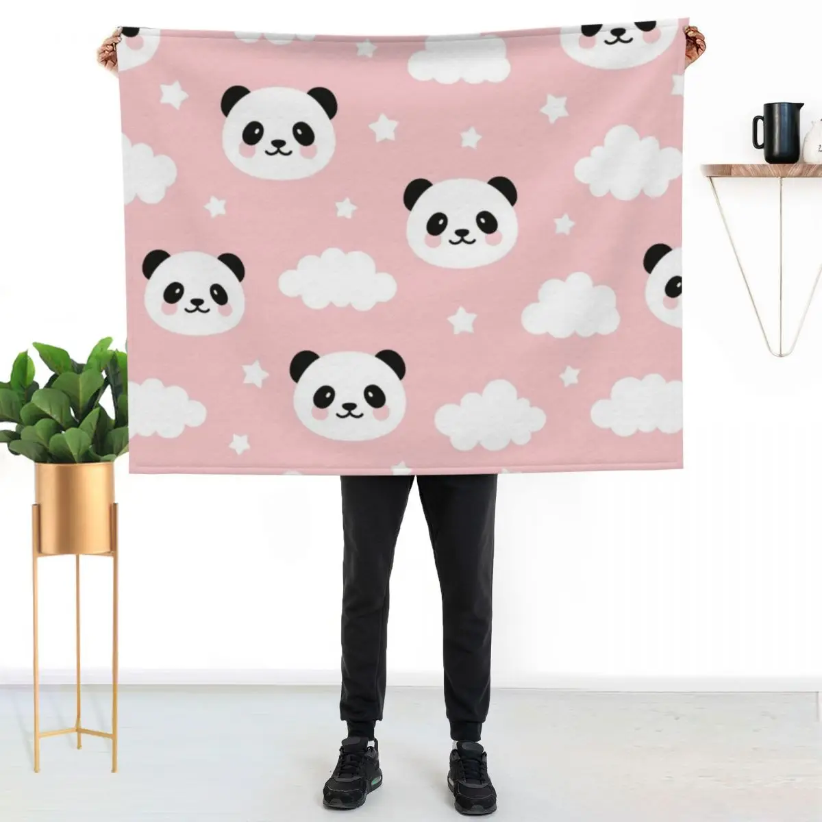cute baby pandas Throw Blanket couch cozy soft plush fuzzy picnic outdoor blanket