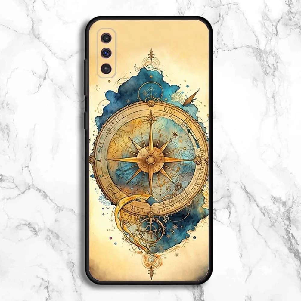 Compass Phone Case For Samsung Galaxy A13,A21s,A22,A31,A32,A52,A53,A71,A80,A91 Soft Black Phone Cover