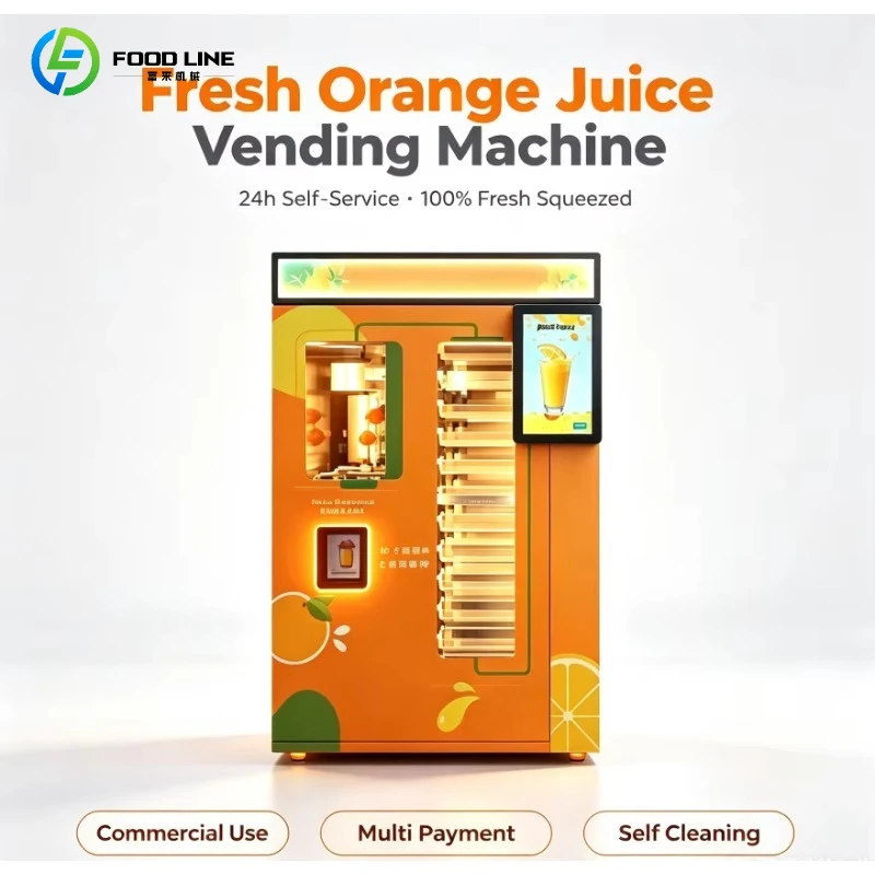 Custom Logo Full Automatic Orange Juice Vending Machine Visible Juicing Process 24 Hours Unattended Vending Machine for Business