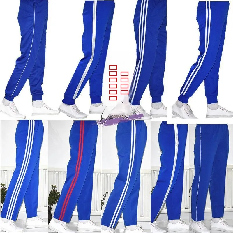 

Школьные спортивные брюки с манжетами, с одной или двумя полосками, синие, для учащихся средних и старших классов, прямого кроя, утепленные флисом