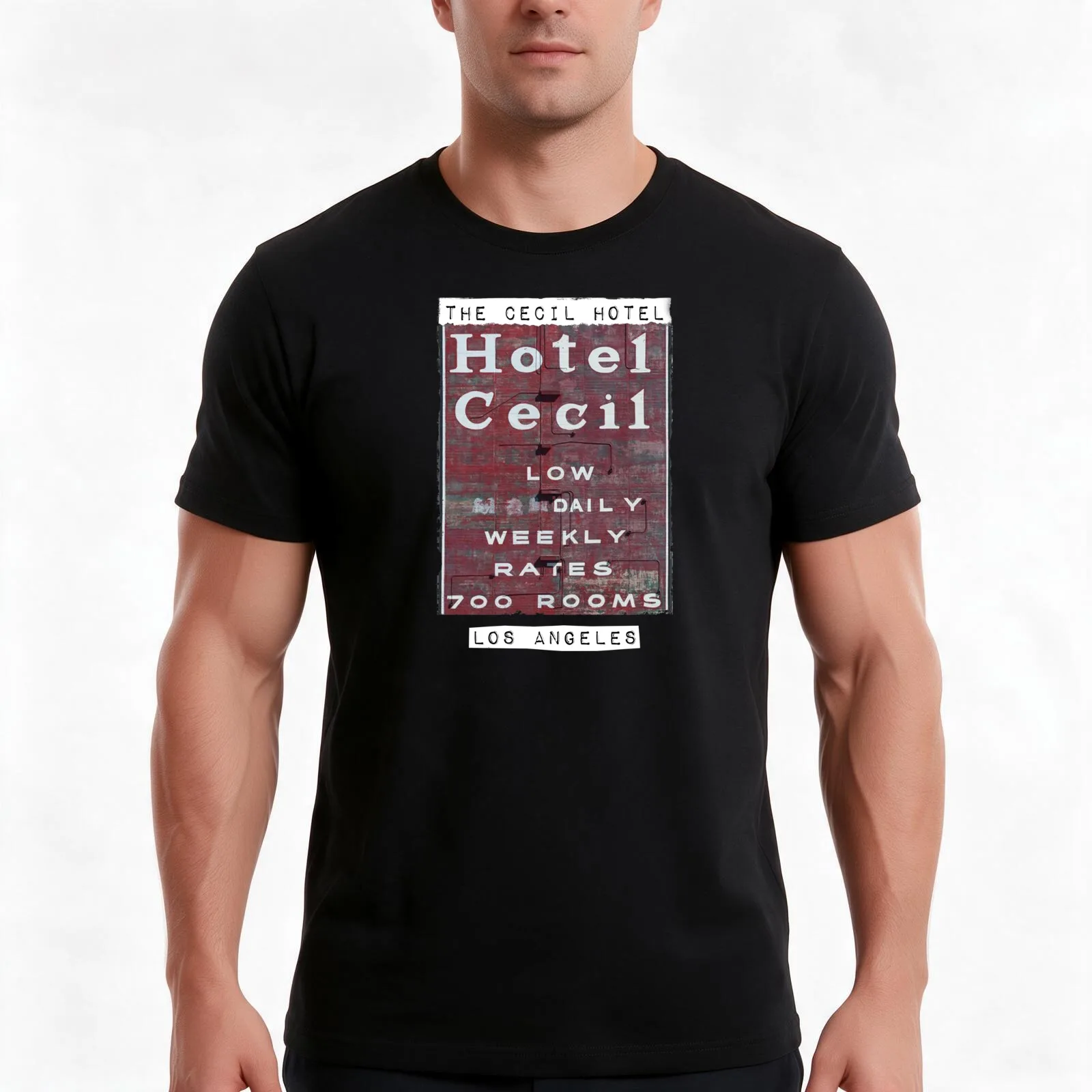 Cecil Hotel Los Angeles T-Shirt, Summer Casual Cotton Tee, Oversized Streetwear Tops, Vintage Graphic Print, Unisex Men Women