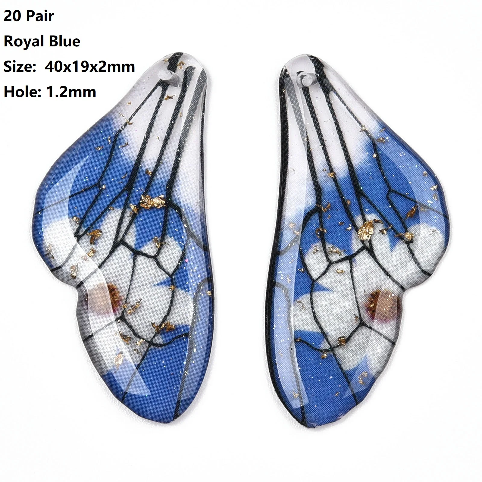 20 Pair Big Wing Epoxy Resin Pendants Flower Butterfly Wing Charm  Insect Dragonfly Wing for Earring Necklace Jewelry Making