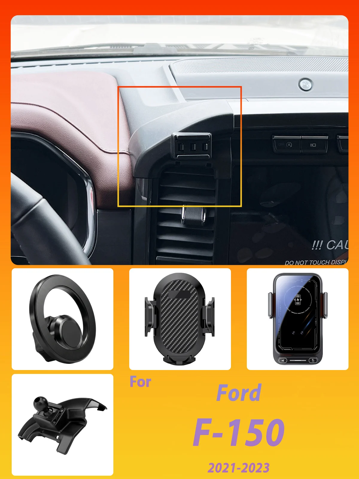 Entwickelt für Ford F-150 Raptor 2021 2022 2023: Magnetische Handyhalterung mit intelligenter Sensorik, kabelloser Ladefunktion und Ein-Klick-Freigabe – Detail 1