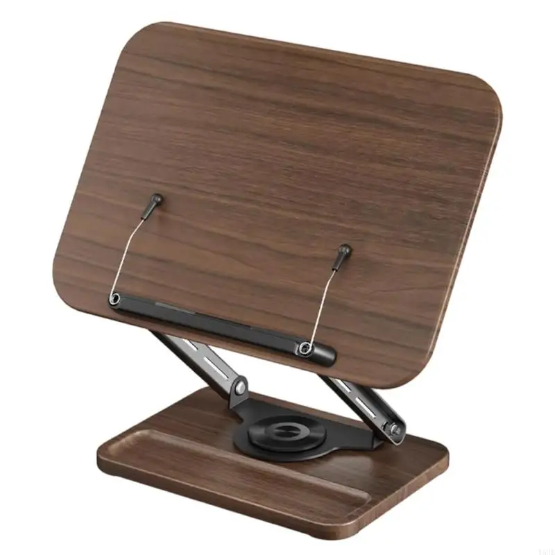 Y5JB Ergonomic Walnuts Desk Stand with Rotating Base Adjustable for Books