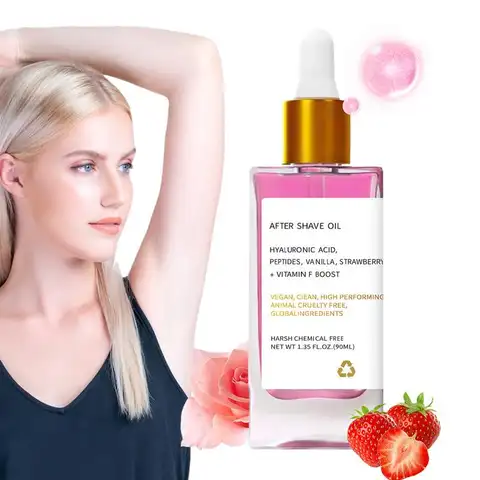 딸기 바닐라 애프터 쉐이브 오일 90ml 부드러운 피부 애프터 쉐이브 오일 수염 제거 진정 제품 자란 머리카락 방지