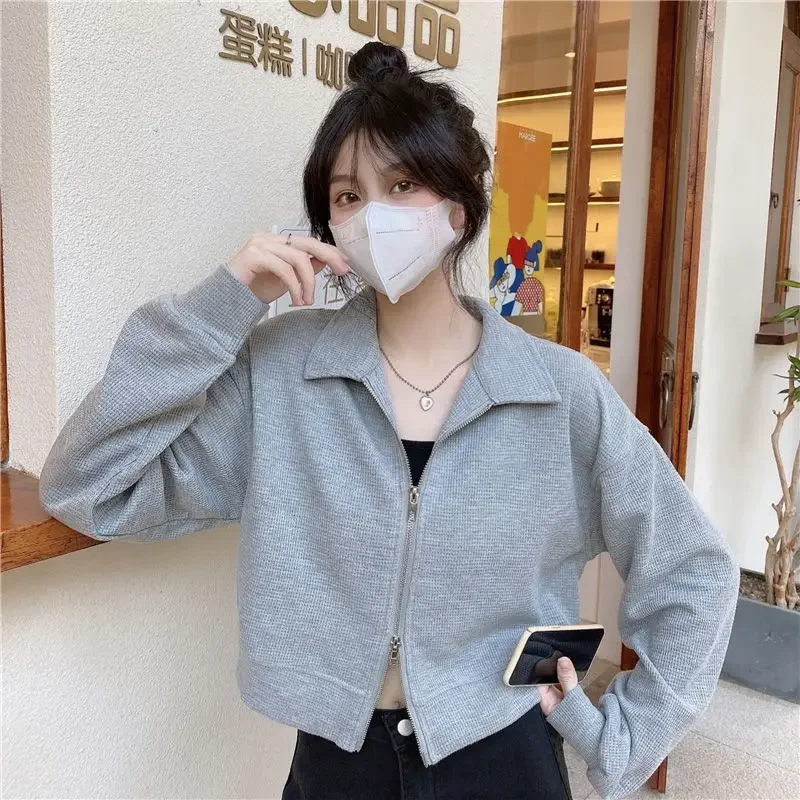 Moletons femininos moda manga longa femme popular sólido all-match simples venda quente roupas zíperes design estilo rua harajuku