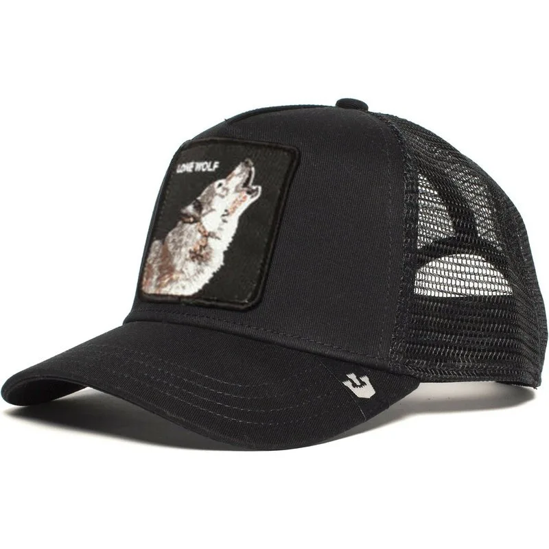 Animal embroidered baseball caps Cartoon mesh embroidered truck driver hats Men's hats suitable for outdoor trips fishing shade