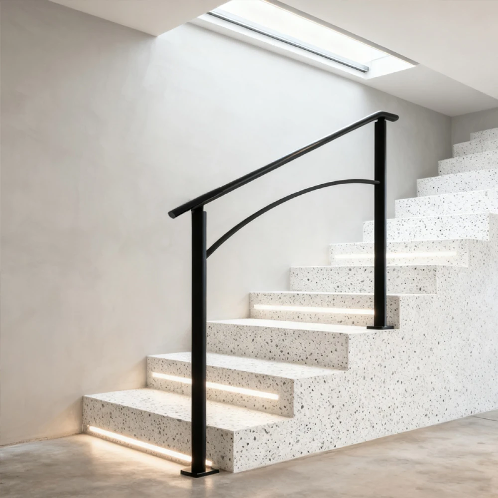 

Наружные поручни для ступеней: подходят для 1/3 ступени, черные, из кованого железа, гибкие, для бетонных/деревянных лестниц