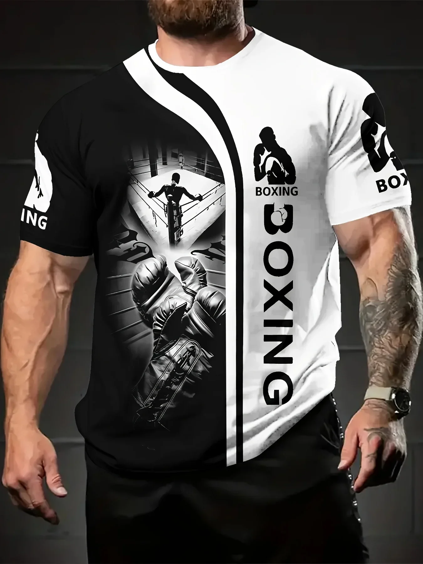 3D Printed Boxing Combat Sports T Shirt For Men Pattern Tee Shirts Summer Street Loose Short Sleeve O-Neck T-shirts