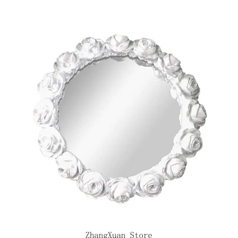 Round Vanity Organizers Mirror Tray with Rose Border for Small Essential 3XUF