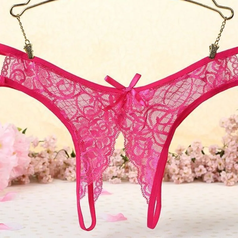 Poblador Sexy Dessous Damenhöschen, Schrittöffnung, transparente G-Strings, Tangas, solide Schleife, Unterwäsche für Frauen, Spitzenhöschen