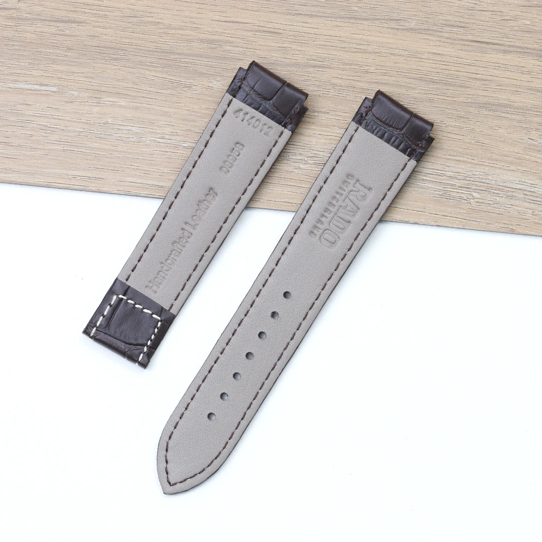 SAUPPO For Rado R30179105 Centrix 734.0179.3.110 20mm Men's leather strap Brown butterfly buckle with convex interface