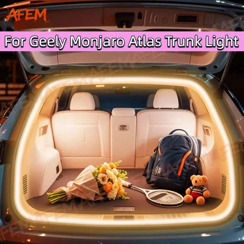 Pour Geely Monjaro Atlas 2021-2026 : Modification de l'éclairage du coffre, éclairage d'ambiance, lumière LED blanche chaude pour coffre arrière (Année à préciser)