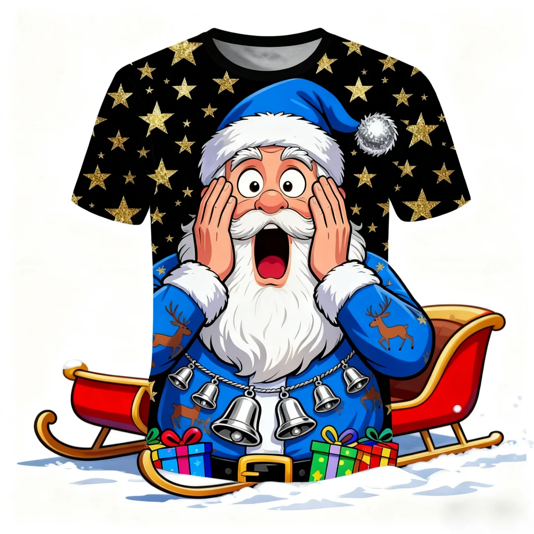 

Funny Santa Claus Graphic T Shirt For Men Fashion Street Men's T-shirt Comfortable Short Sleeve Tees Casual Loose Men's Clothing