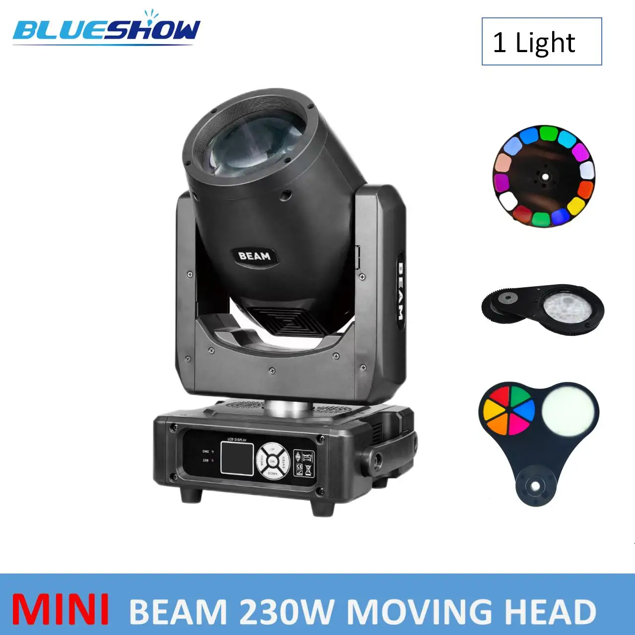 New Arrival BLUESHOW 1pcs MINI 230W 7R Beam Bulb Moving Head Lighting Rainbow for Wedding Nightclub Theater Disco Performance