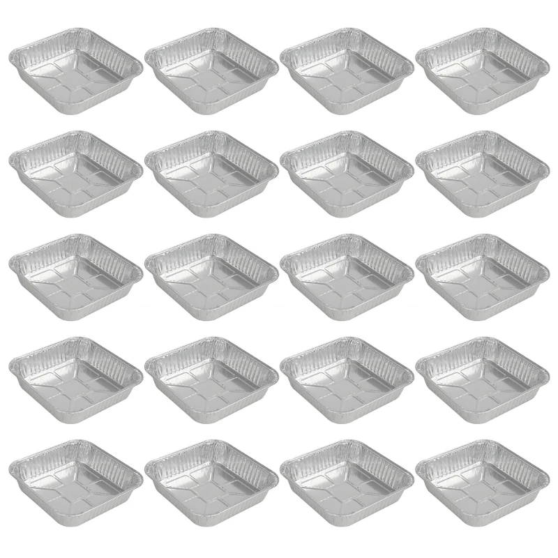 Bandejas reutilizables papel aluminio para horno, revestimientos para freidoras aire cuadrados apilables, contenedores alimentos, suministros cocina, 20 piezas