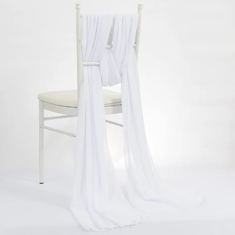 10PCS Decor Polyester Chair Covers Chiffon Chair Sashes White/Pink/Ivory/Red Outdoor Wedding Hotel Banquet Chair Ties 70x300CM