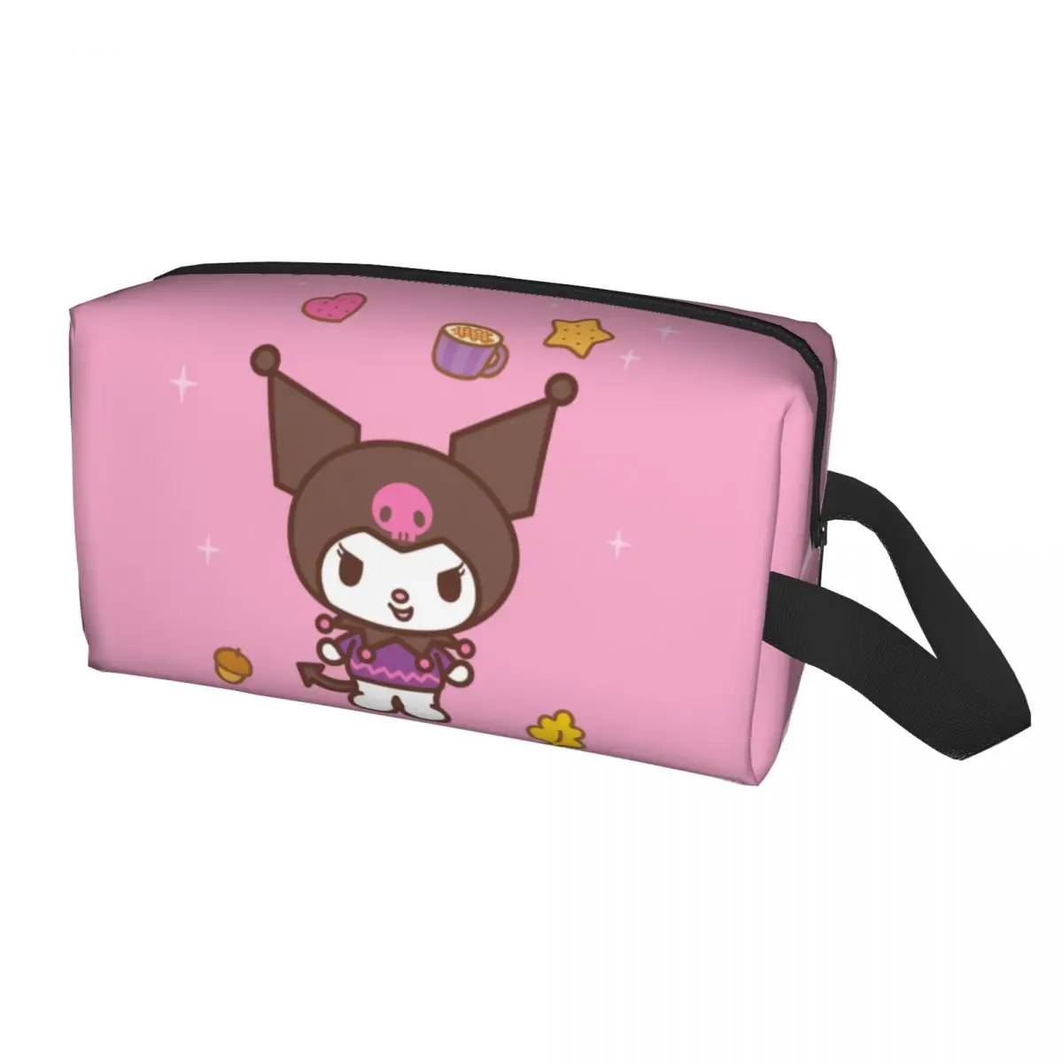 Custom Cartoon Kuromi Skull Travel Cosmetic Bag Women Cute Rabbit Anime Toiletry Makeup Organizer Lady Beauty Storage Dopp Kit