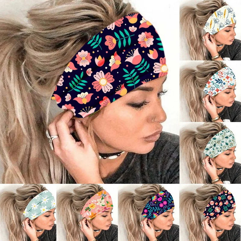 Graphic-print Stretch Wide-brimmed Headband Rustic Sports Headband Yoga Headband