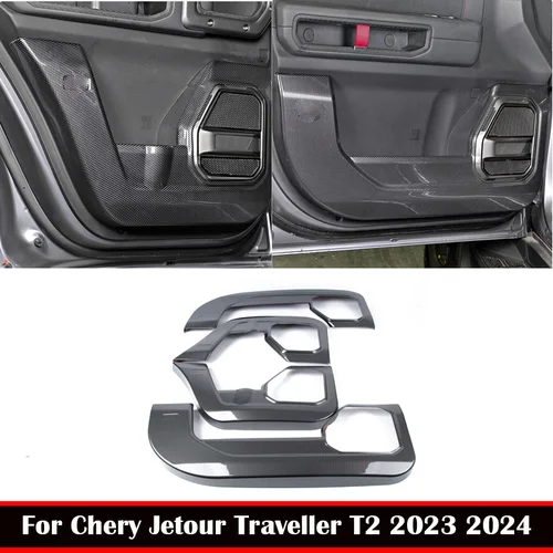 Protector de puerta de coche de fibra de carbono, antiarañazos, a prueba de polvo, felpudo, accesorios interiores, para Chery Jetour Traveler T2 2023 2024 ABS