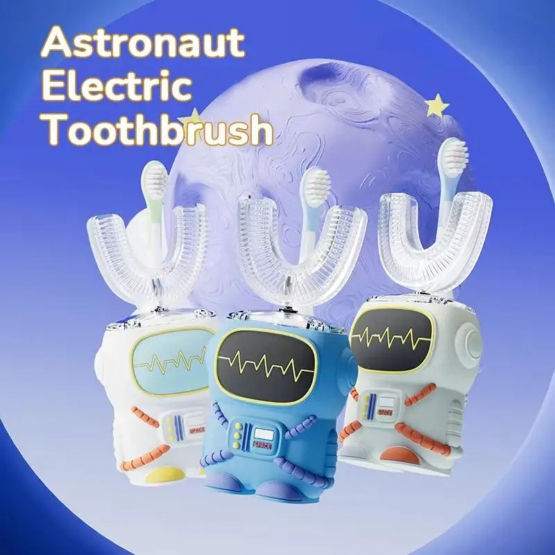 فرشاة أسنان كهربائية للأطفال بعمر 10 سنوات أجهزة العناية بالفم على شكل حرف U هدايا العودة للأطفال شعيرات نايلون سهلة التنظيف