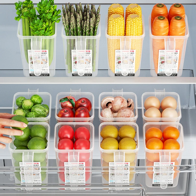 15 x 8cm Refrigerator Storage Box Fridge Side Door Food Fresh Boxes Bins With Handle For Fruit Vegetable Home Kitchen Organizer