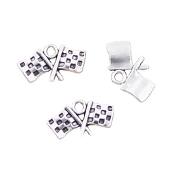 15pcs Charms Racing Flag 13x22mm Antique Silver Color Pendants Making DIY Handmade Tibetan Finding Jewelry