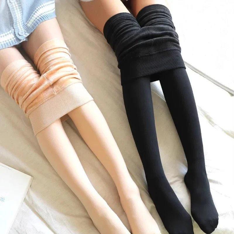 1/2 Stuks Winter Warme Dikke Fleece Panty Dames Thermisch Fluwelen Panty Stretchy Hoge Taille Doorschijnende Leggings Kousen