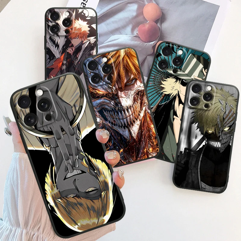 Anime B-Bleach Passion Cool For iPhone 15 14 13 12 11 XS XR X 8 7 SE Pro Max Plus Mini Black TPU Phone Case