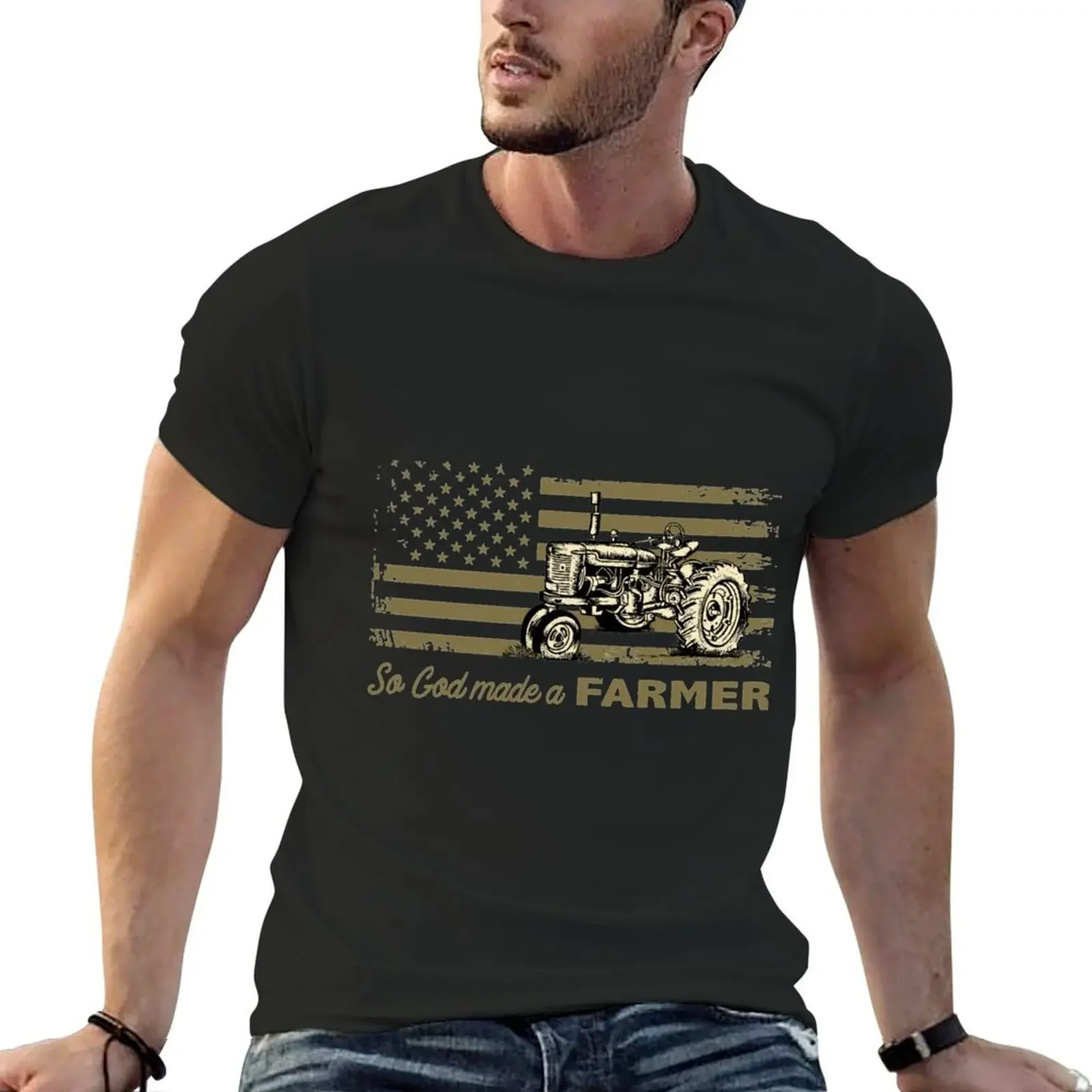 

So God Made A Farmer T-Shirt kawaii clothes summer clothes slim fit t shirts for men